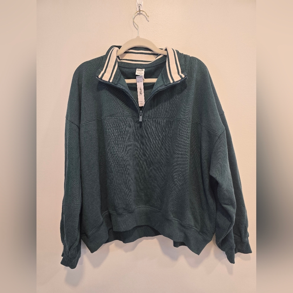 PINK Victoria's Secret Teal Quarter-Zip Pullover Size Xxl Nwt - Picture 1 of 7